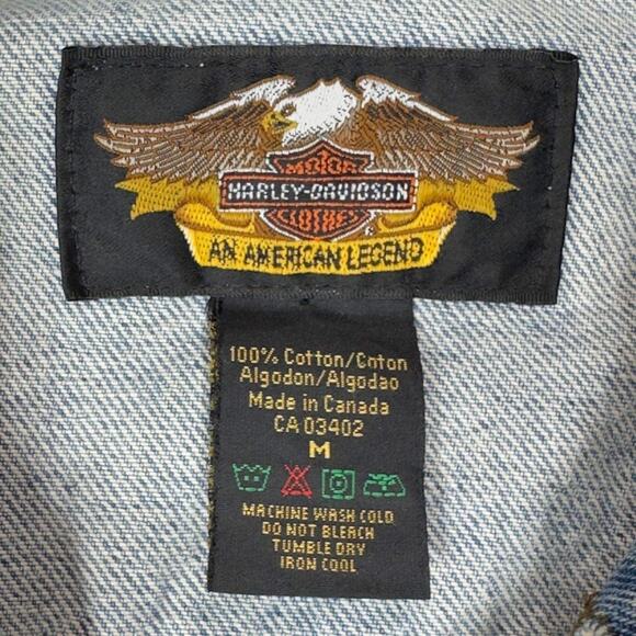 Harley-Davidson Vintage Denim Jacket American Eagle Embroidered Women's Medium - Picture 3 of 10